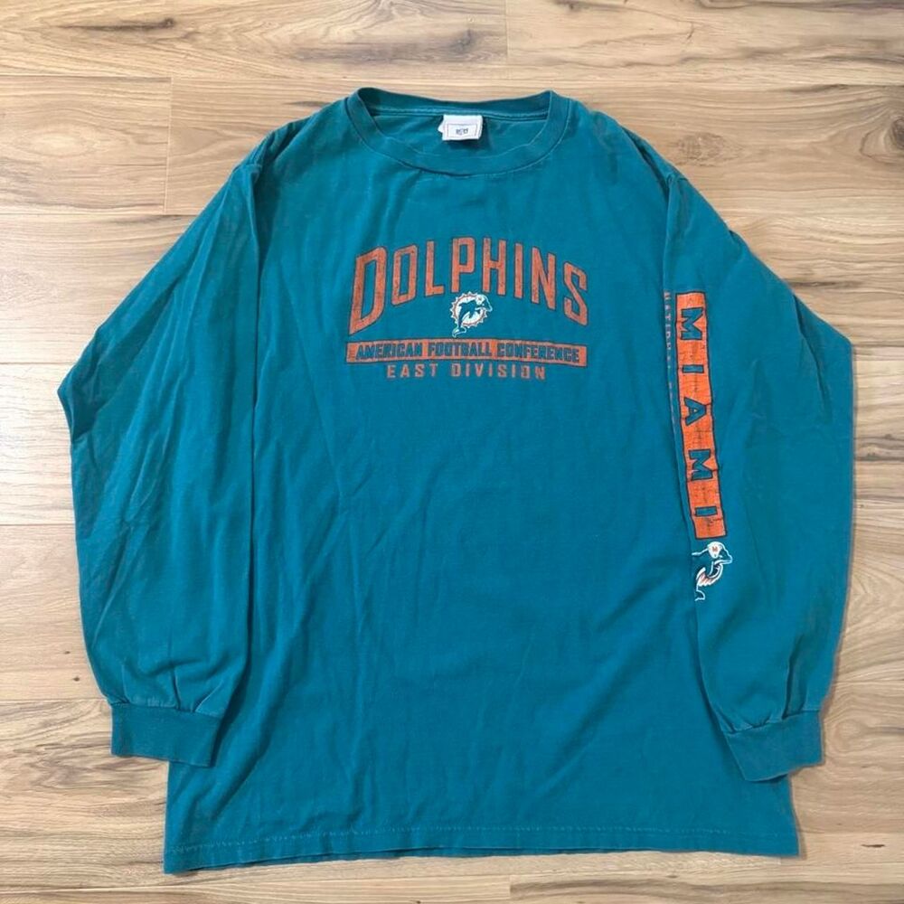 NFL Miami Dolphins long sleeve graphic football sports tee size Large